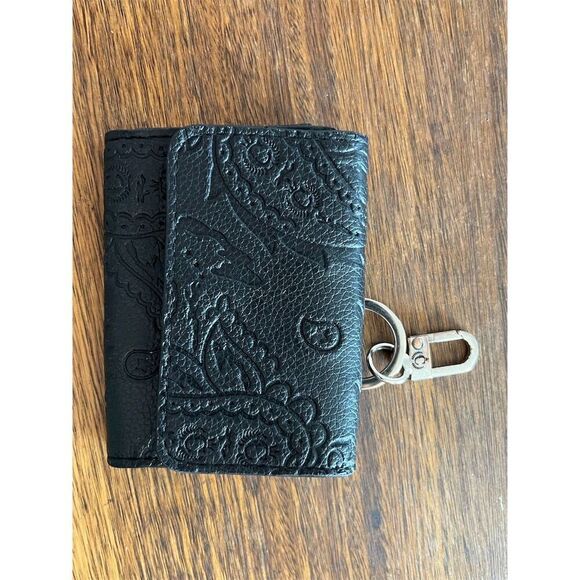 Unbranded Accessories - Handmade Genuine Leather Key Wallet Brown Paisley Design Unisex Detachable